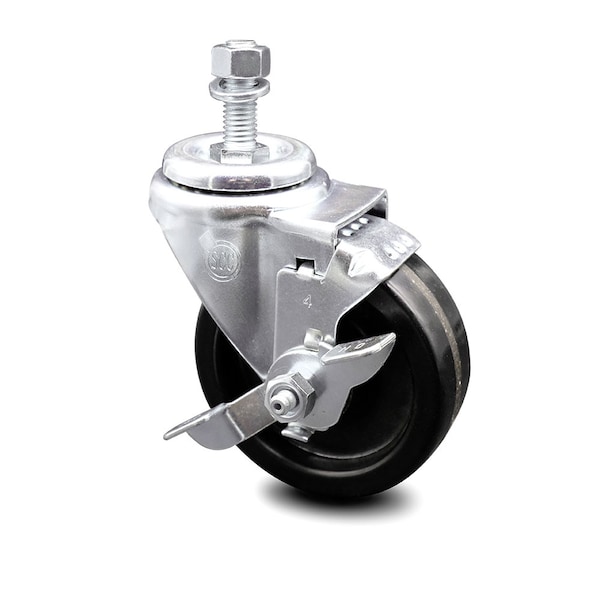 Service Caster 4 Inch Phenolic Wheel Swivel 1/2 Inch Threaded Stem Caster with Brake SCC SCC-TS20S414-PHR-TLB-121315 - main